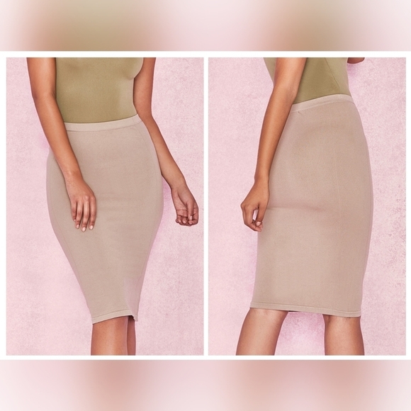 NWT House of CB Shahla Seamless Knit Pencil Skirt in Taupe Size XS/S - Picture 6 of 8